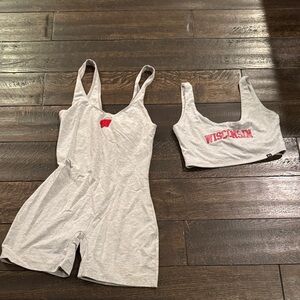 Hype and vice Wisconsin badger onesie and crop top sz small